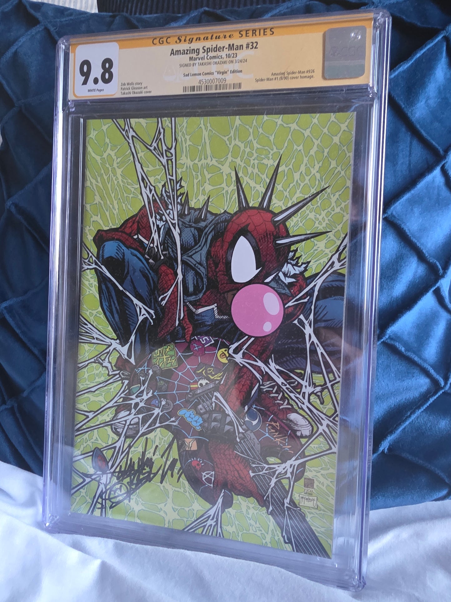 Amazing Spider-Man #32 (2023) | CGC 9.8 Signature Series | Sad Lemon Exclusive Virgin Variant | Signed by Takashi Okazaki